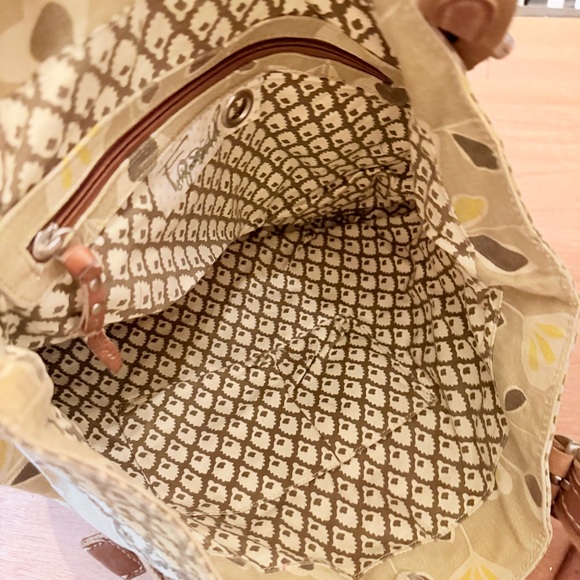 Vintage Fossil Tan Beige Yellow Women's Hobo Bag Tote Purse - Picture 12 of 16